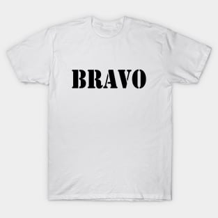 Bravo in black font, military style T-Shirt